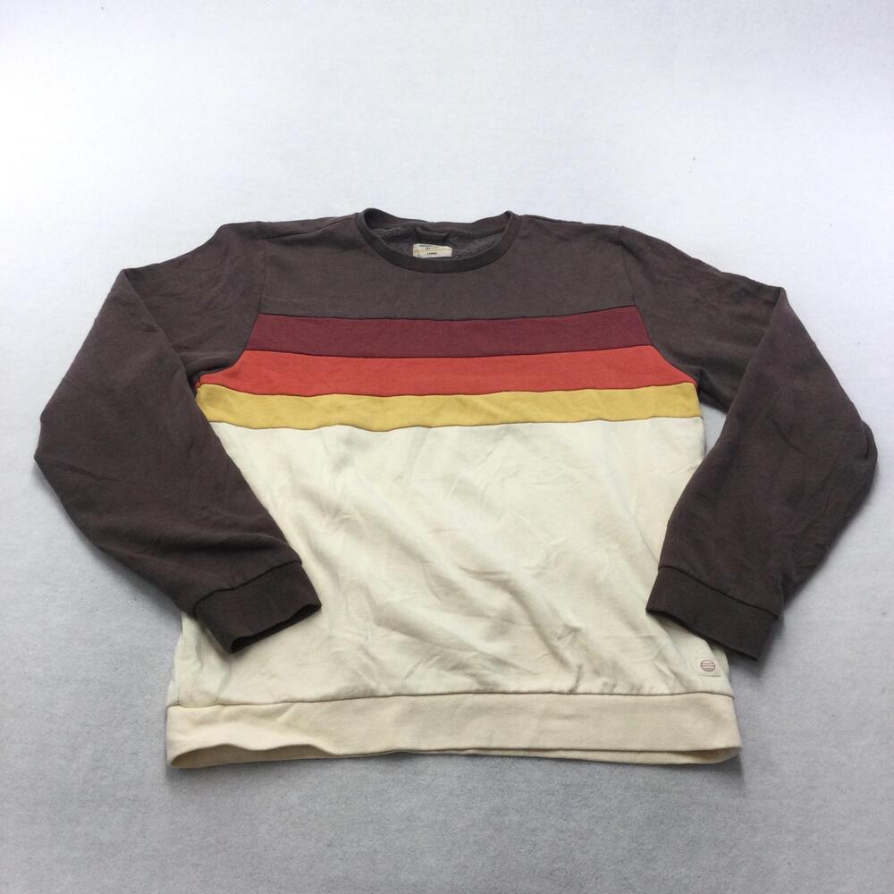 Marine Layer Sweatshirt Mens Large Multicolor Striped Fleece Crewneck Pullover